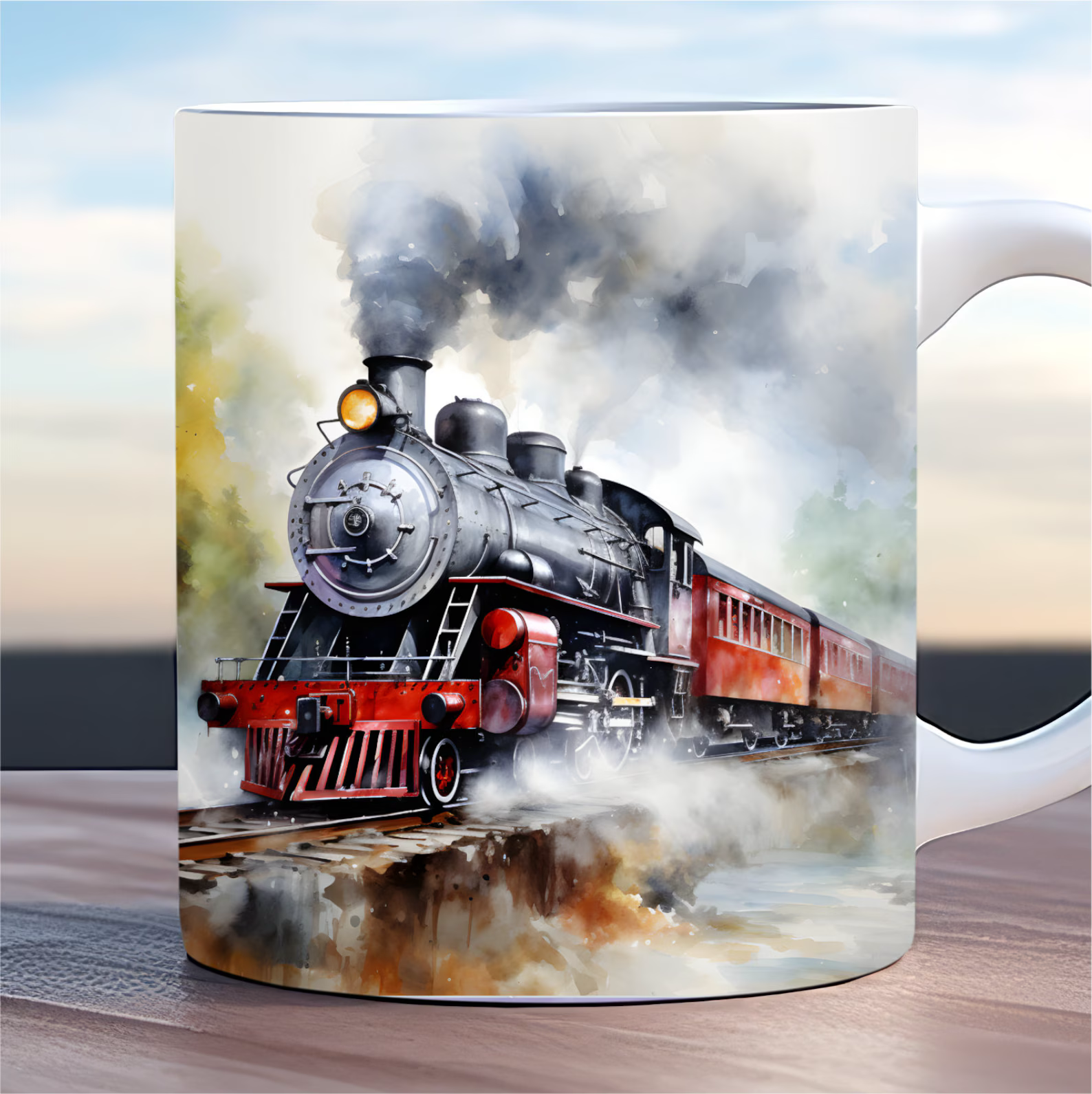 Steam Train Mug – Vintage Locomotive Coffee Cup – Railway Gift – Ceramic & Micro