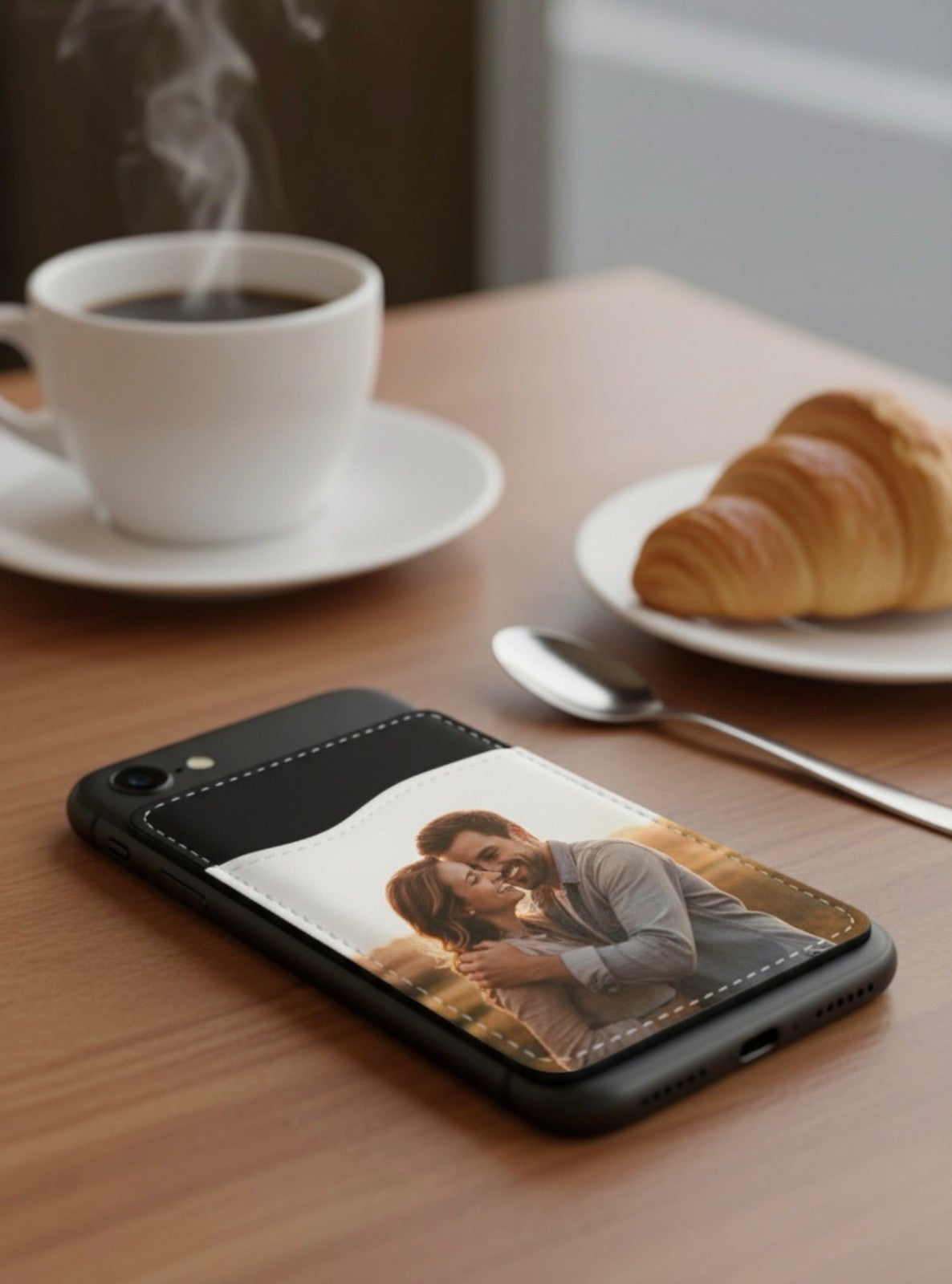 Personalised Photo Phone Card Holder - Adhesive Back Slim Wallet, 2-3 Cards