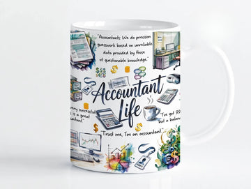 Accountant Life Watercolor Finance Mug - Gift for Accountants, Coffee Cup
