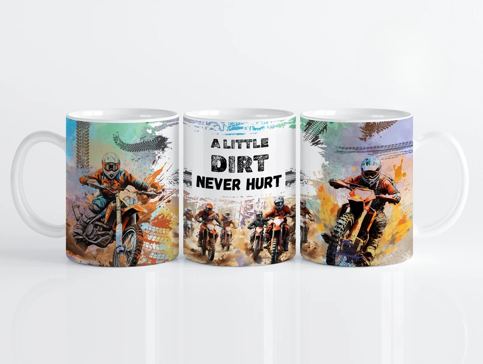 Little Dirt Never Hurt Mug – Motocross Dirt Bike Rider Gift for Men Fans