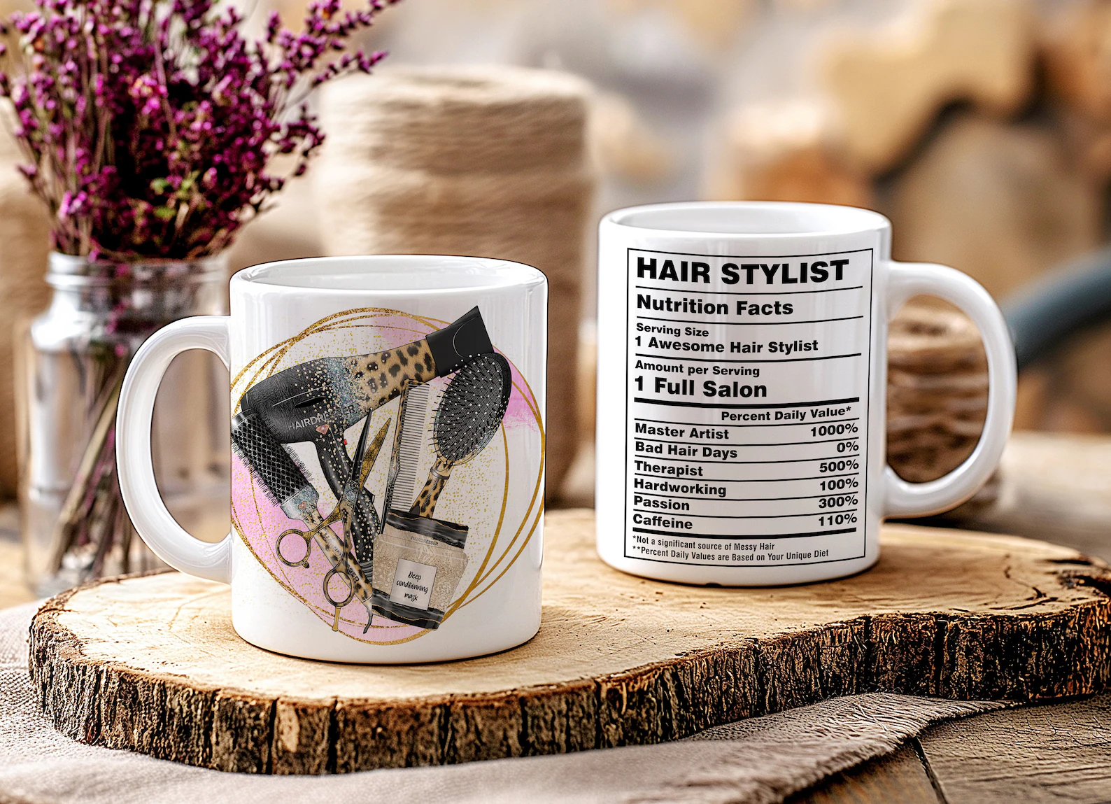 11oz Hairdresser Mug - Funny Nutrition Facts Hair Stylist Coffee Cup Gift