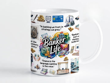 Banker Life Coffee Mug: Money, Finance & Professional Banking Elements