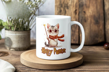 Funny Cat Mug - Hairy Purrter Potter Parody Ceramic Coffee Cup, Gift Idea