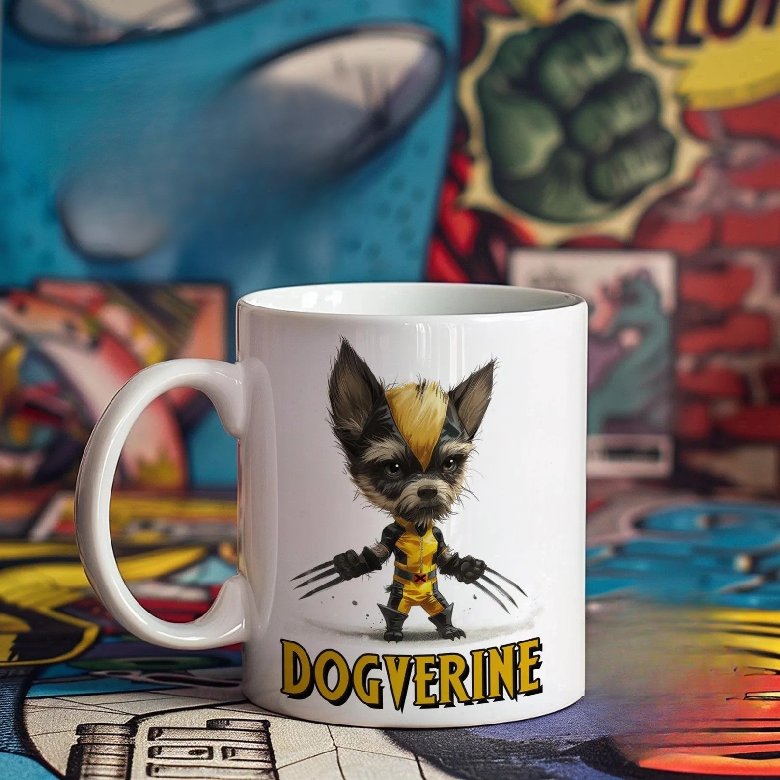 Funny Dogpool Mug - Superhero Dog Coffee Cup Gift for Deadpool Fans Novelty