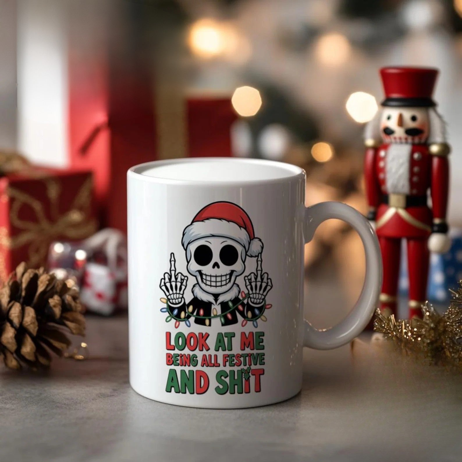 Skeleton Christmas Mug - Fun Holiday Skeleton Cup for Christmas