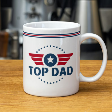 Top Dad Coffee Mug - Vintage Style Gift for Dad | Premium Ceramic Cup Today