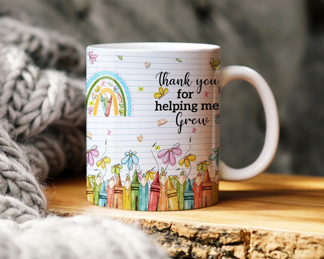 Thank You Teacher Mug - Ceramic Novelty Gift for Teacher - Microwave Safe