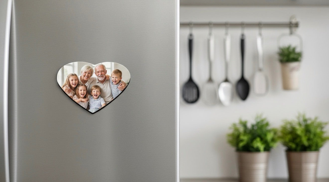 Personalised Heart Fridge Magnet - Custom Photo Gift Keepsake 5.5cm Glossy