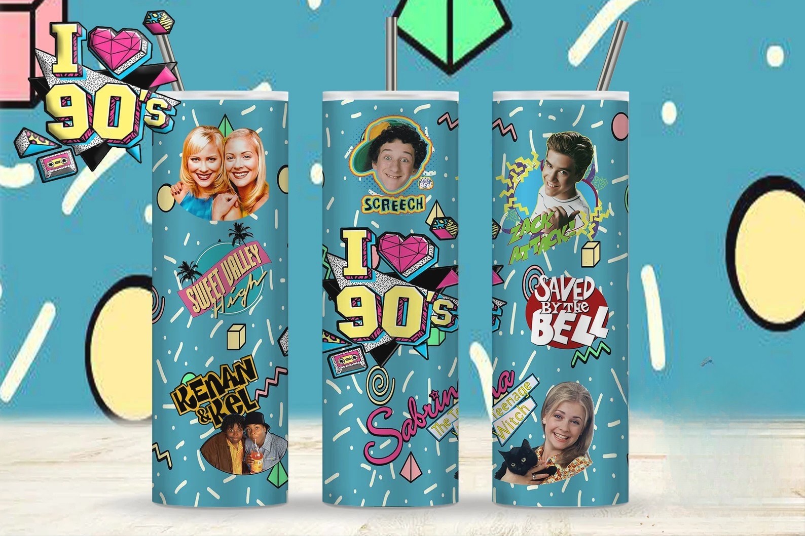 90s TV Nostalgia 20oz Travel Tumbler Mug – Retro Insulated Gift Cup