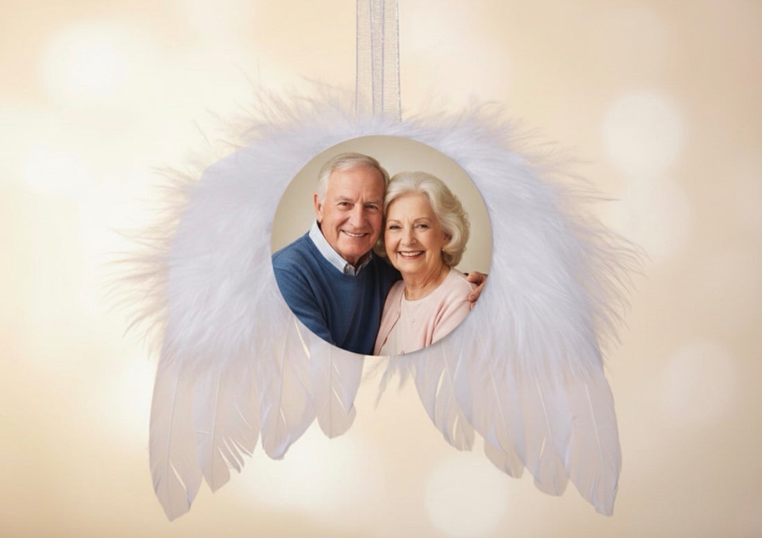 Personalised Angel Wings Photo Ornament - Memorial Christmas Decoration
