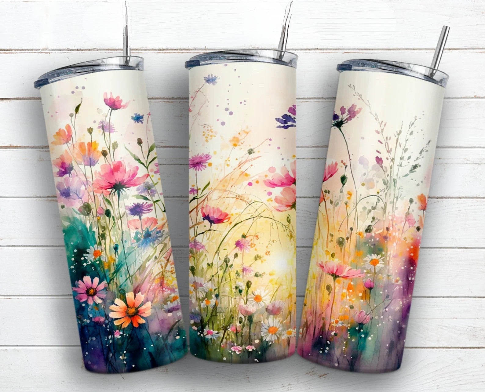 20oz Stainless Steel Travel Tumbler - Floral Watercolour Insulated Coffee Cup
