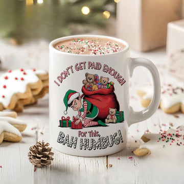 Funny Elf Christmas Mug Bah Humbug - Humorous Holiday Coffee Cup Gift Idea