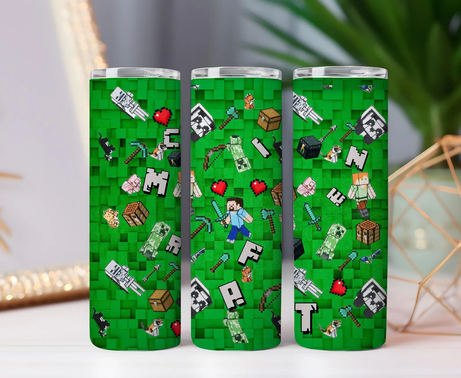 Gaming Tumbler 20oz – Pixel Block Game Style Insulated Travel Mug