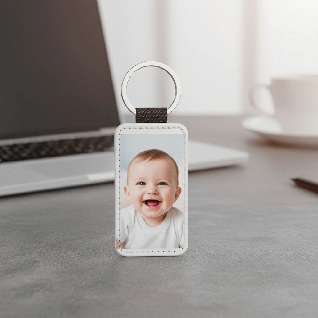 Personalised PU Leather Photo Keyring