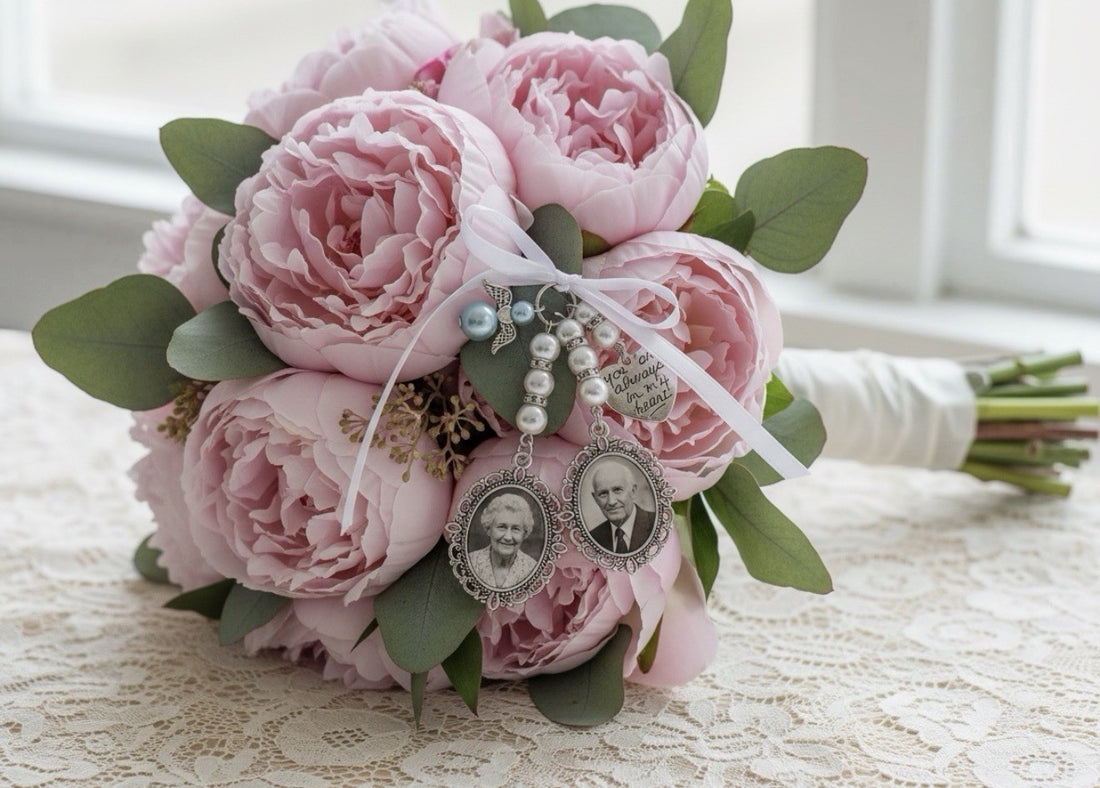 Personalised Wedding Bouquet Charm with Angel Wings