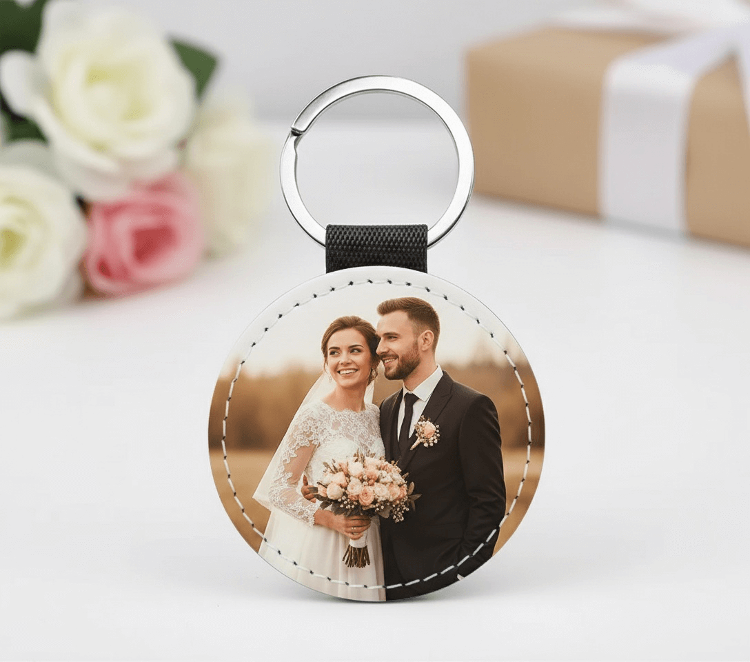 Personalised PU Leather Photo Keyring